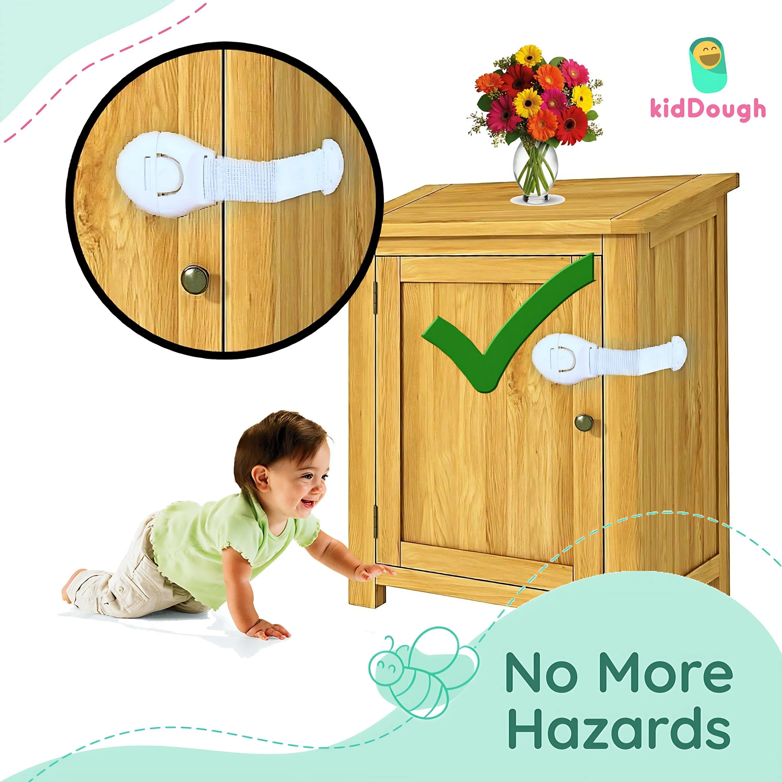 KidDough Furniture Safety Locks for Kids- Pack of 8 Grey Locks