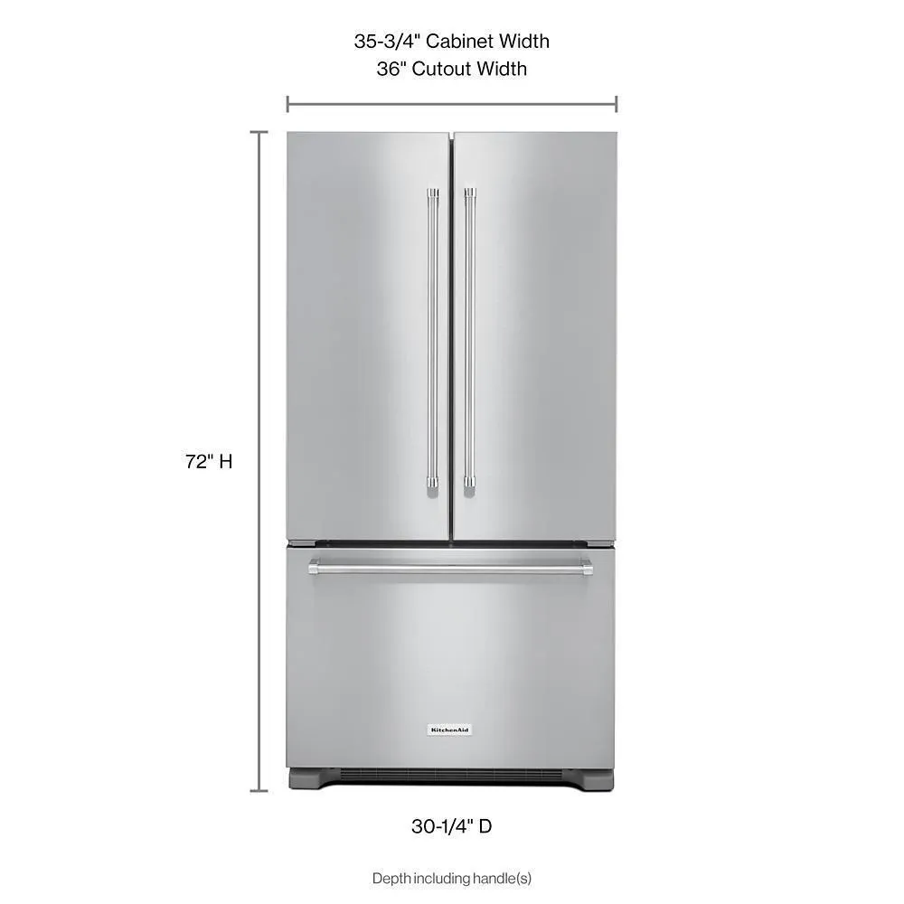 Kitchenaid KRFC302ESS 22 cu. ft. 36-Inch Width Counter Depth French Door Refrigerator with Interior Dispense