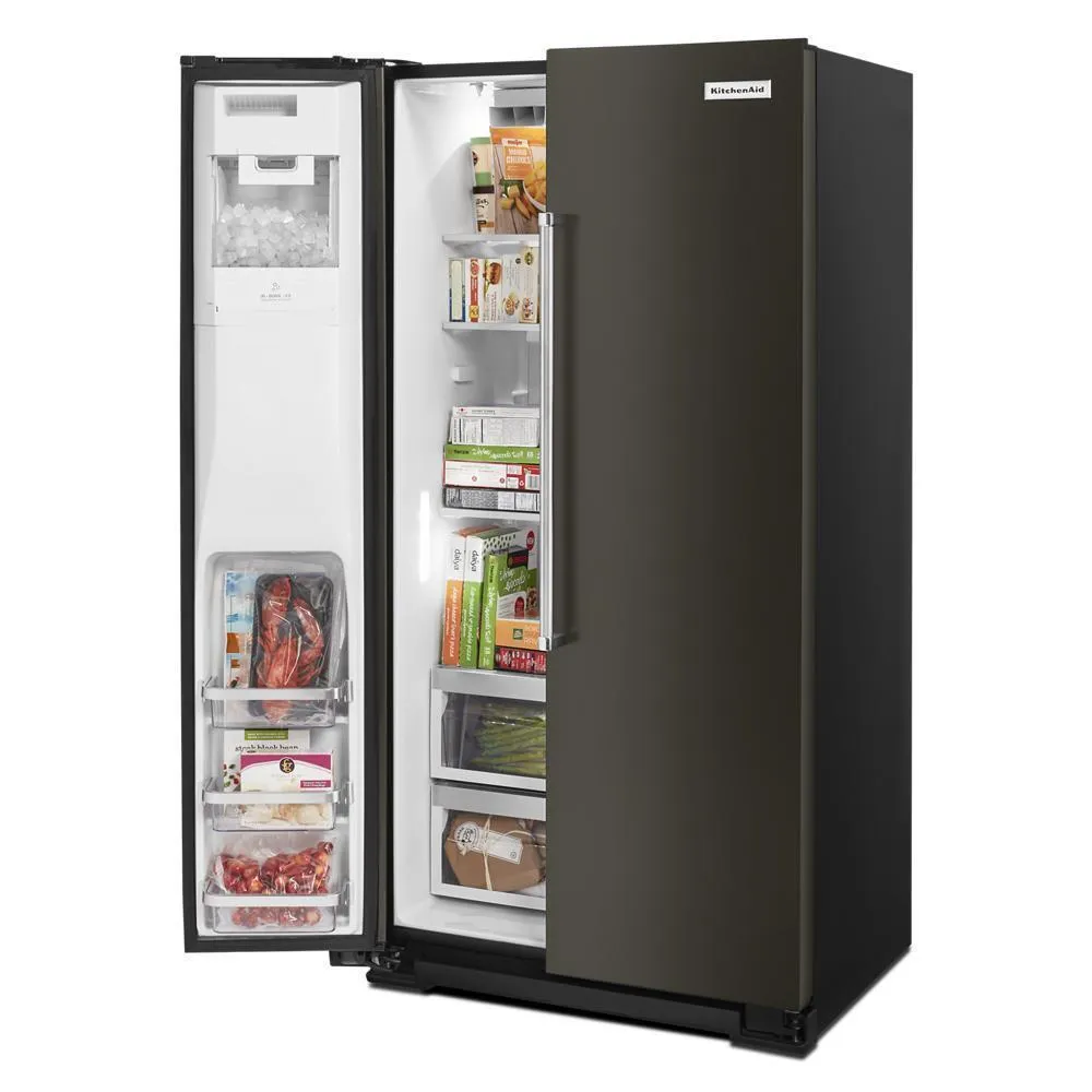 Kitchenaid KRSC703HBS 22.6 cu ft. Counter-Depth Side-by-Side Refrigerator with Exterior Ice and Water and PrintShield™ finish