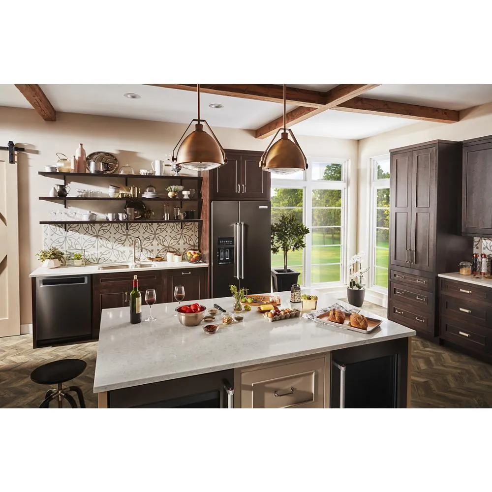 Kitchenaid KRSC703HBS 22.6 cu ft. Counter-Depth Side-by-Side Refrigerator with Exterior Ice and Water and PrintShield™ finish