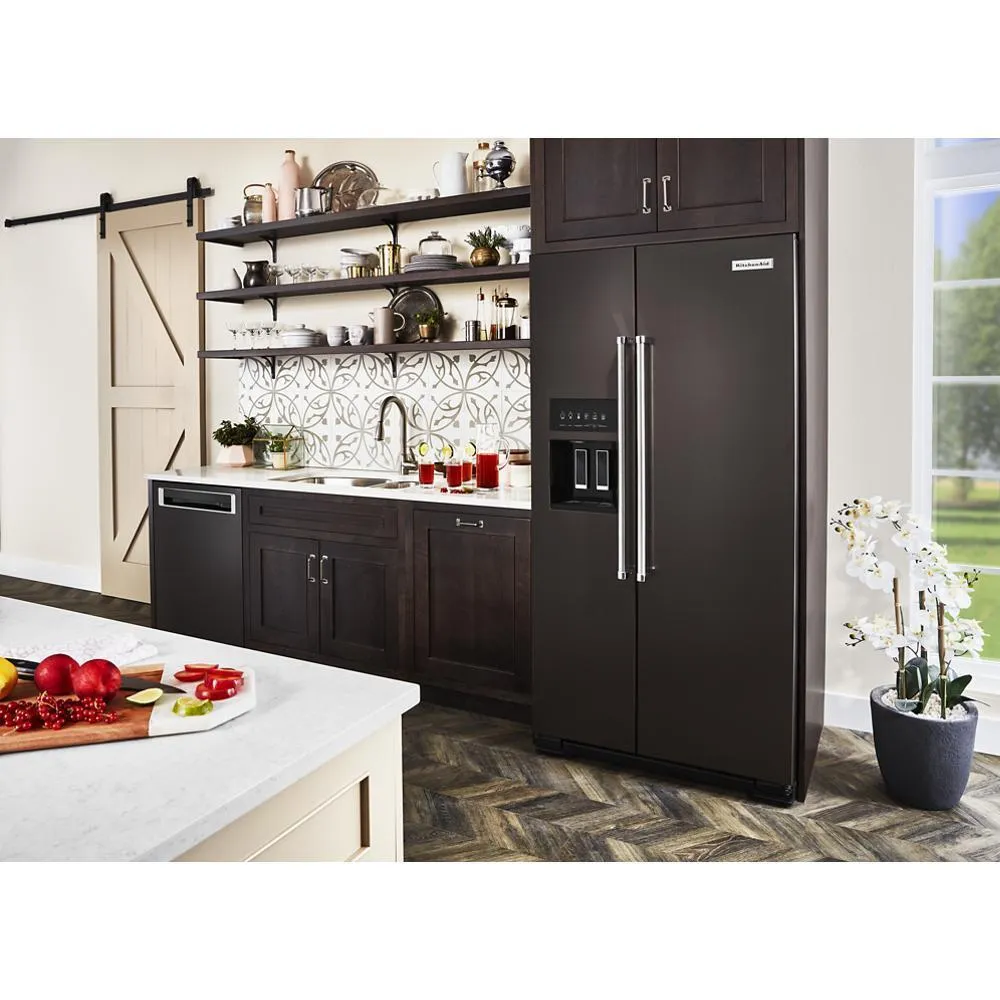 Kitchenaid KRSC703HBS 22.6 cu ft. Counter-Depth Side-by-Side Refrigerator with Exterior Ice and Water and PrintShield™ finish