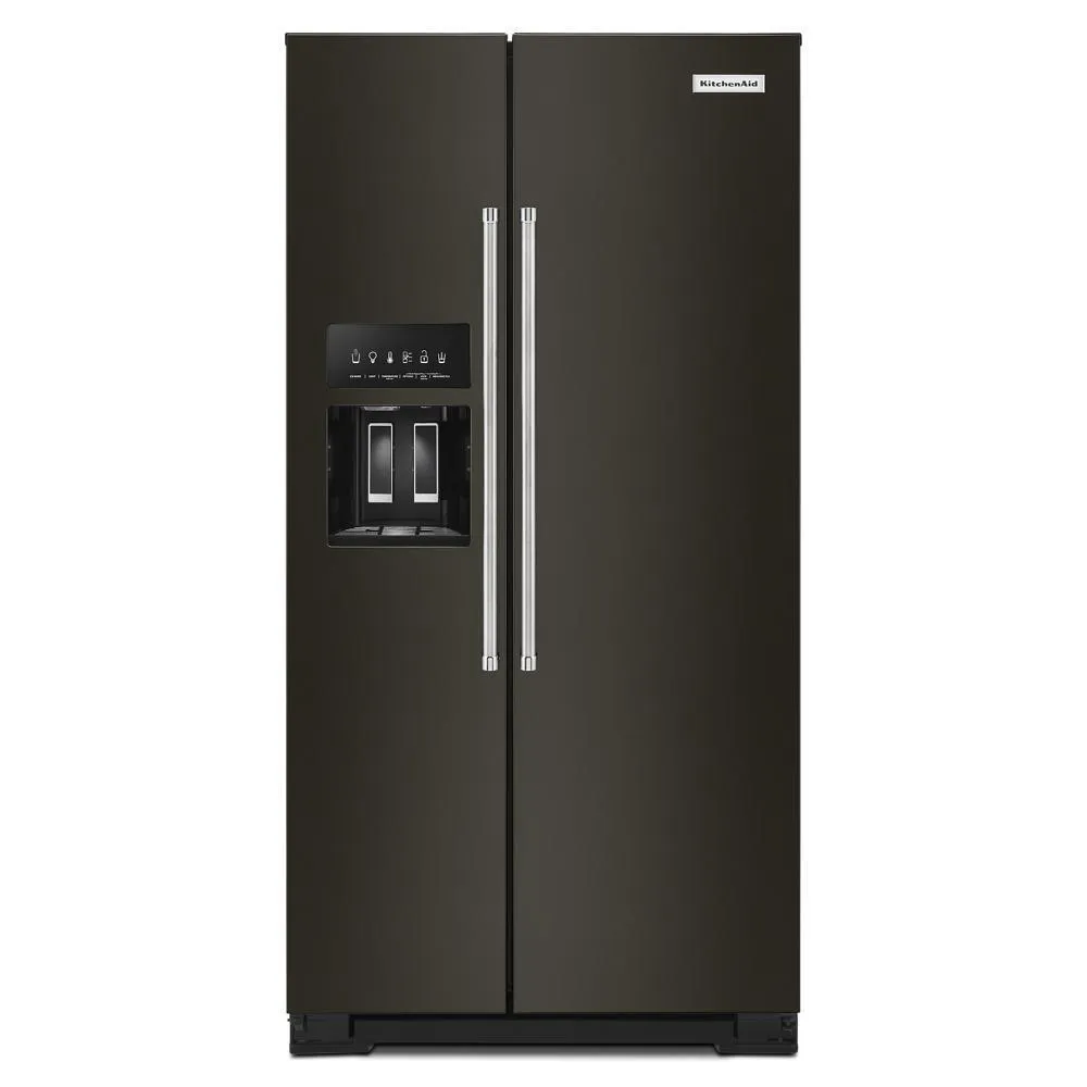Kitchenaid KRSC703HBS 22.6 cu ft. Counter-Depth Side-by-Side Refrigerator with Exterior Ice and Water and PrintShield™ finish