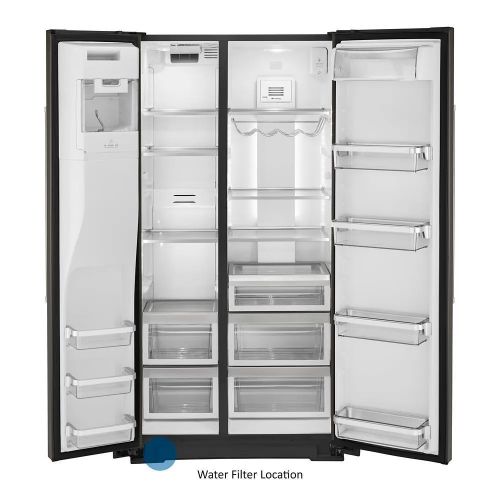 Kitchenaid KRSC703HBS 22.6 cu ft. Counter-Depth Side-by-Side Refrigerator with Exterior Ice and Water and PrintShield™ finish