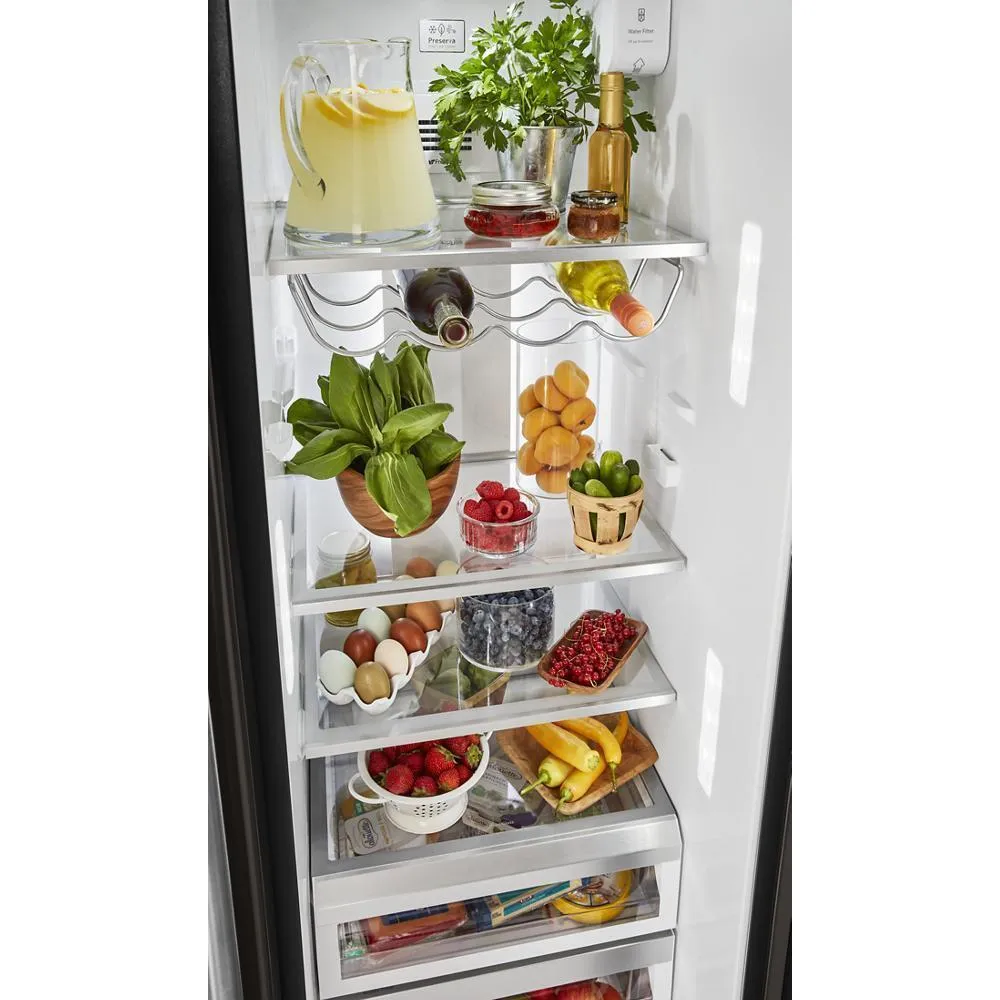 Kitchenaid KRSC703HBS 22.6 cu ft. Counter-Depth Side-by-Side Refrigerator with Exterior Ice and Water and PrintShield™ finish