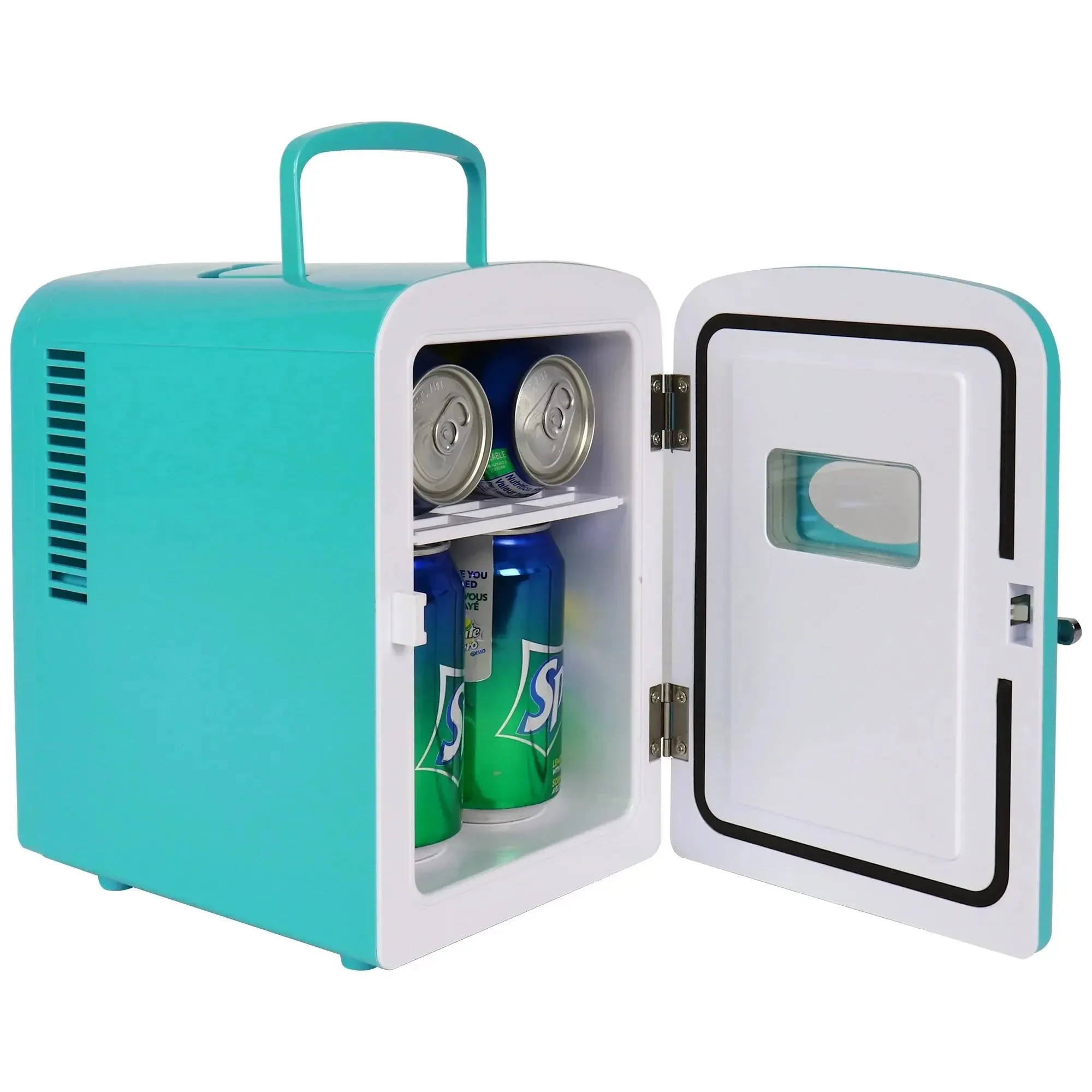 Koolatron 6 Can AC/DC Retro Mini Cooler Personal Mini Fridge Refrigerator, Pink