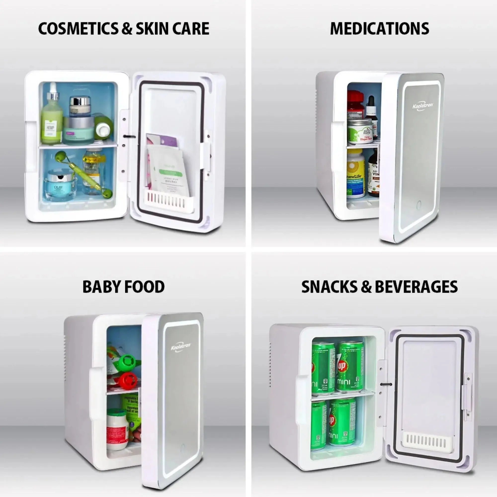 Koolatron 6 Liter Portable Cosmetic Refrigerator LED Lighted Makeup Mirror Cooler