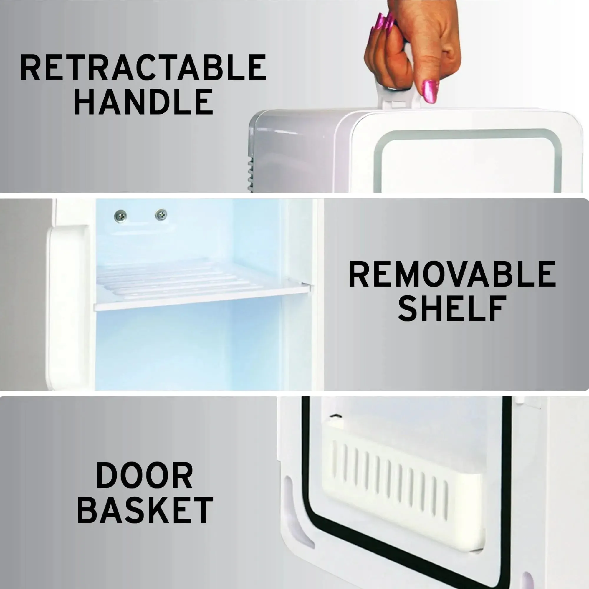 Koolatron 6 Liter Portable Cosmetic Refrigerator LED Lighted Makeup Mirror Cooler