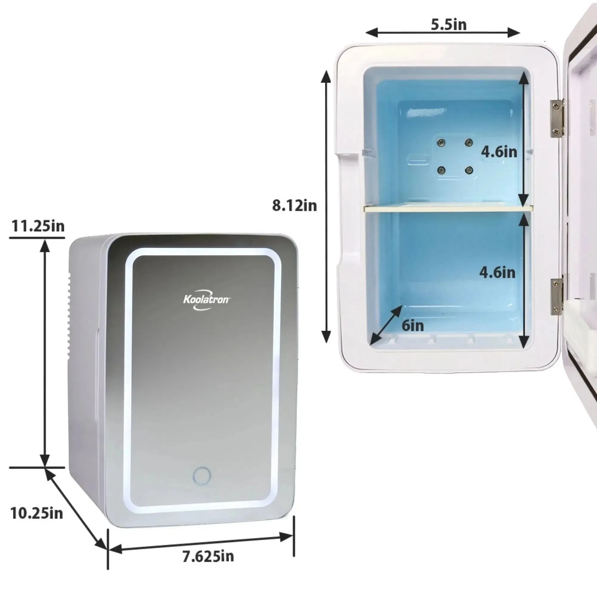 Koolatron 6 Liter Portable Cosmetic Refrigerator LED Lighted Makeup Mirror Cooler