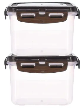 kuber Industries Multiuses BPA Free Leak Proof, Dishwasher/Freezer Safe Plastic Storage Container with Airtight Lock Lid, 600ml Pack of 2 (Black)-46KKM0224