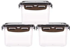 Kuber Industries Multiuses BPA Free Leak Proof, Dishwasher/Freezer Safe Plastic Storage Container With Airtight Lock Lid, 600ml Pack of 3 (Black)-46KM0526