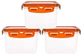 Kuber Industries Multiuses BPA Free Leak Proof, Dishwasher/Freezer Safe Plastic Storage Container With Airtight Lock Lid, 600ml Pack of 3 ( Brown)-46KM0536