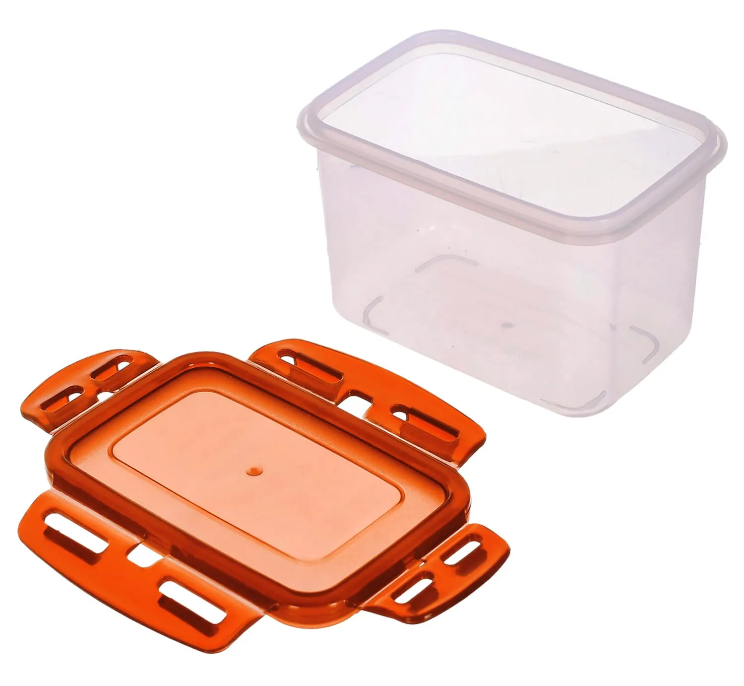 Kuber Industries Plastic Food Storage Container/Box for Cookies, Nuts, Beans, chutneys with Airtight Lock Lid, 600ml Pack of 2 (Brown)-46KKM0233