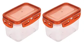Kuber Industries Plastic Food Storage Container/Box for Cookies, Nuts, Beans, chutneys with Airtight Lock Lid, 600ml Pack of 2 (Brown)-46KKM0233