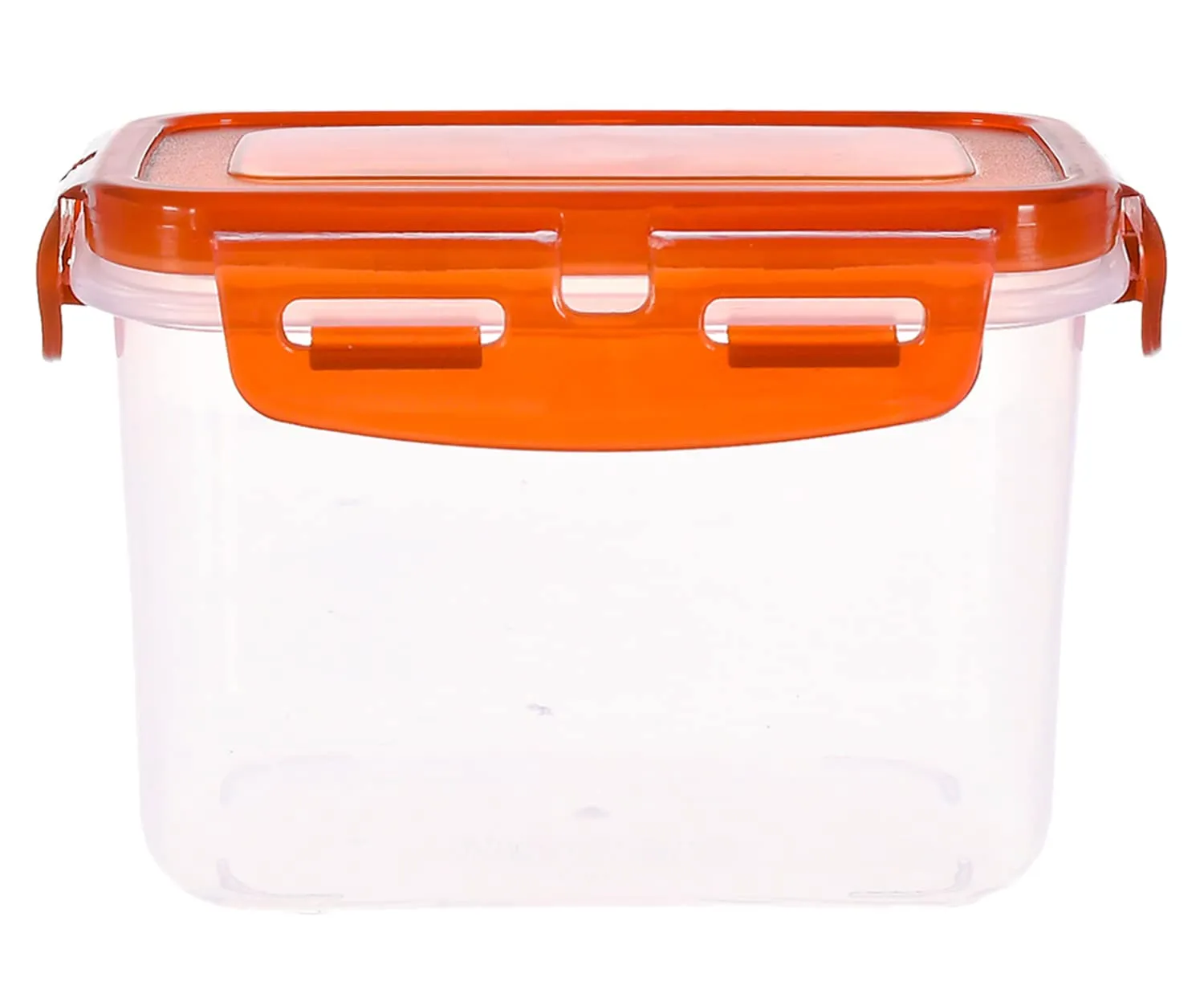 Kuber Industries Plastic Food Storage Container/Box for Cookies, Nuts, Beans, chutneys with Airtight Lock Lid, 600ml Pack of 2 (Brown)-46KKM0233