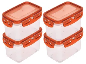 Kuber Industries Plastic Food Storage Container/Box For cookies, nuts, beans, chutneys With Airtight Lock Lid, 600ml Pack of 4 ( Brown)-46KM0537
