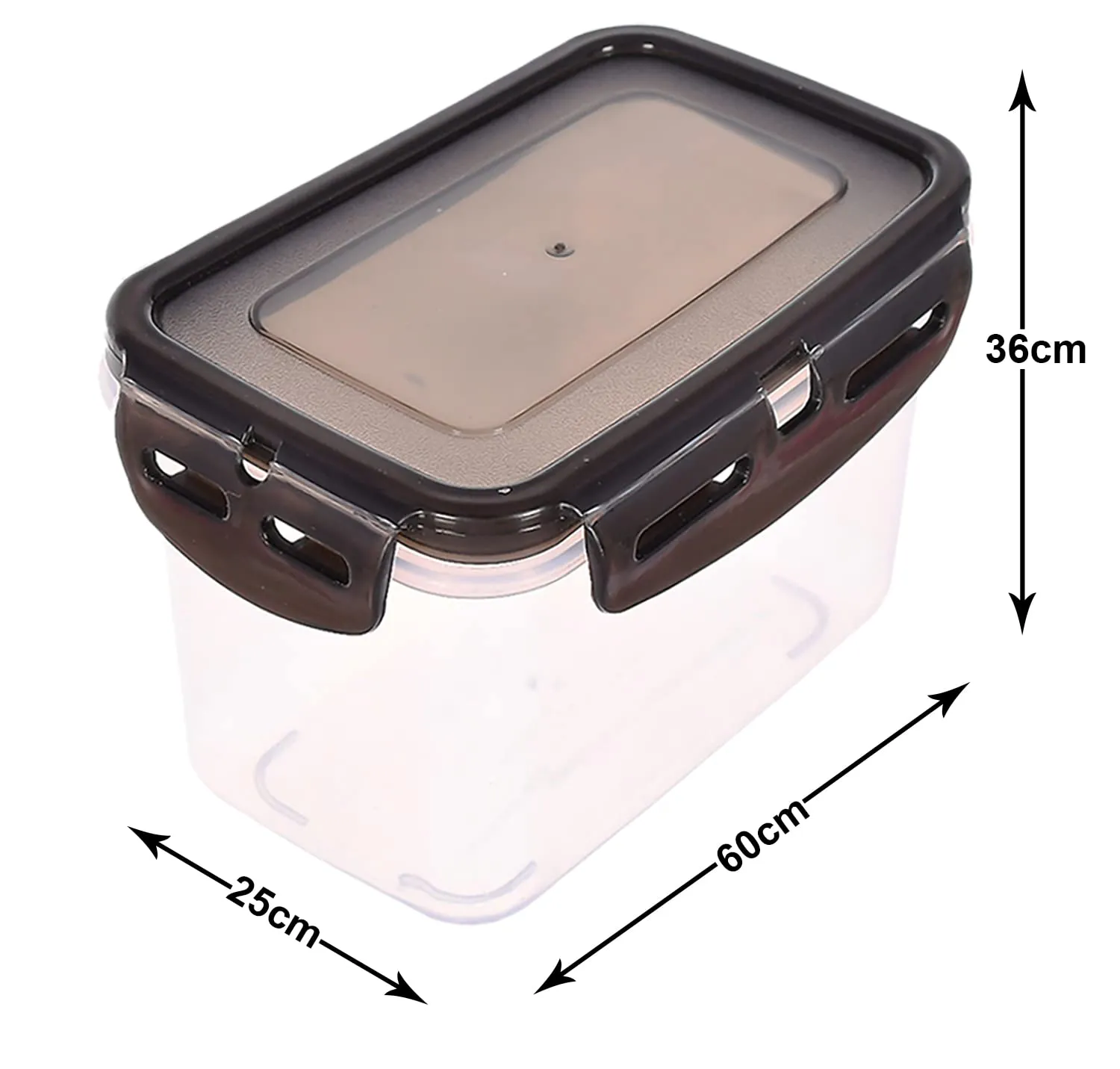 Kuber Industries Plastic Food Storage Container/Box For cookies, nuts, beans, chutneys With Airtight Lock Lid, 600ml Pack of 6 (Black)-46KM0529