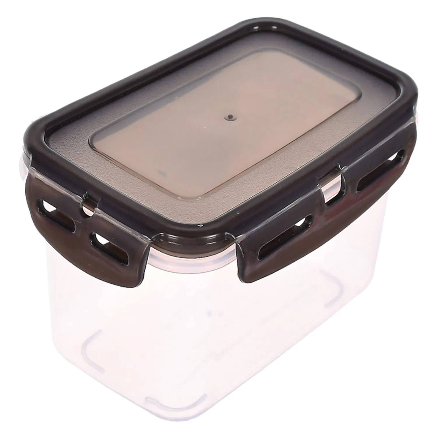 Kuber Industries Plastic Food Storage Container/Box For cookies, nuts, beans, chutneys With Airtight Lock Lid, 600ml Pack of 6 (Black)-46KM0529