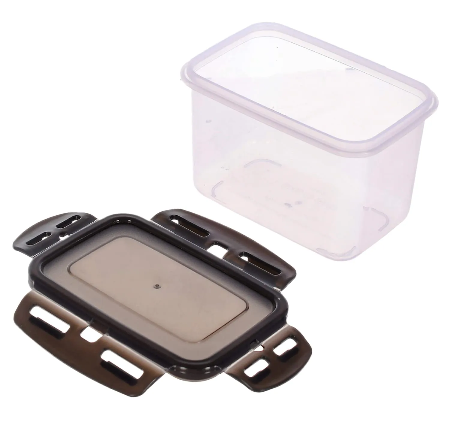Kuber Industries Plastic Food Storage Container/Box For cookies, nuts, beans, chutneys With Airtight Lock Lid, 600ml Pack of 6 (Black)-46KM0529
