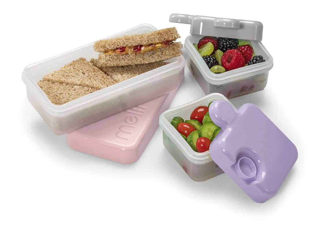 Melii Grey Puzzle Bento Box - Fun 3-Compartment Food Storage Container for Kids and Adults - Leakproof, Microwave and Freezer Safe, Encourages Independent Feeding