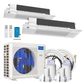 MRCOOL® DIY Mini Split 24,000 BTU 22 SEER 2 Zone Ceiling Cassette Ductless Air Conditioner and Heat Pump - 12K   12K