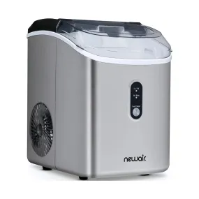 Newair 26 Lbs. Nugget Countertop Ice Maker with Soft Chewable Pebble Ice, Self-Cleaning, Easy-Pour Waterspout, Perfect for Home, Kitchen, Office, Silver Stainless Steel