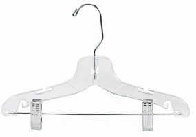 Only Hangers 12" Childrens Plastic Suit Hanger w/Clips [ Bundle of 25 ]