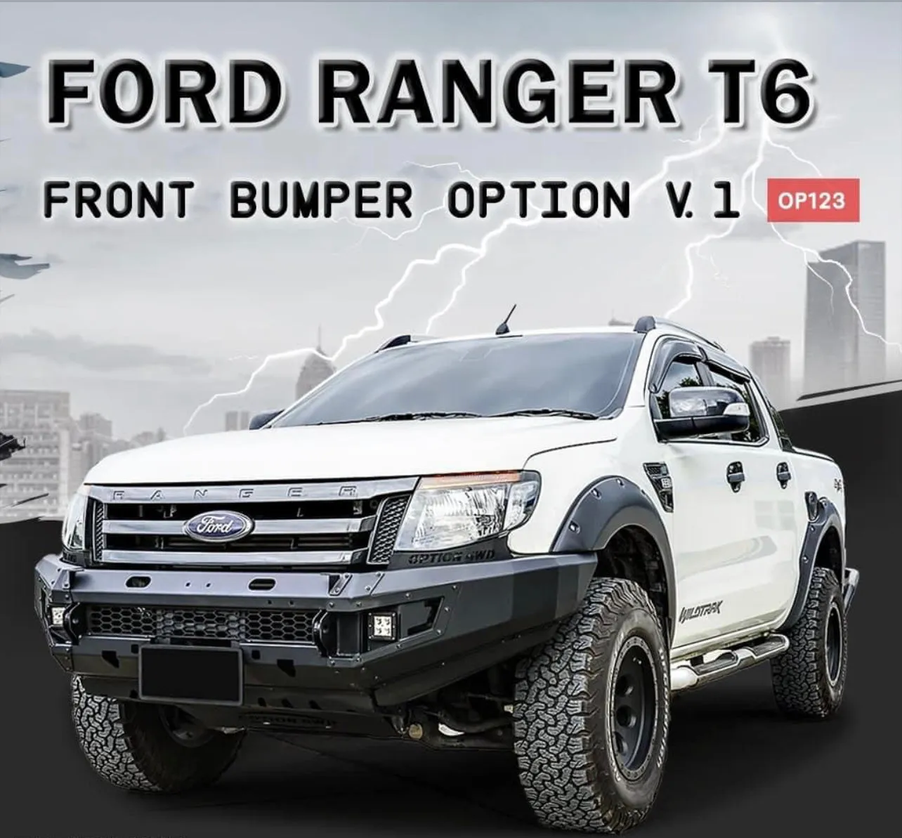 OPTION4WD - V.1 FRONT WINCH BAR,  PX1 FORD RANGER ( 2012-2014 )