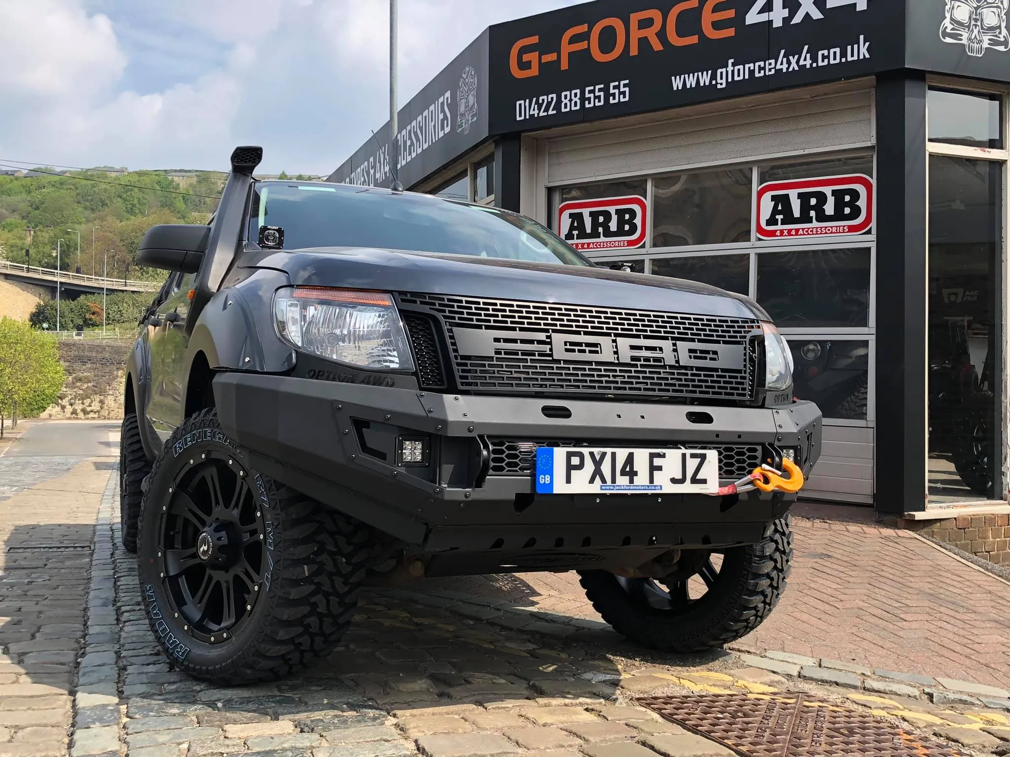 OPTION4WD - V.1 FRONT WINCH BAR,  PX1 FORD RANGER ( 2012-2014 )