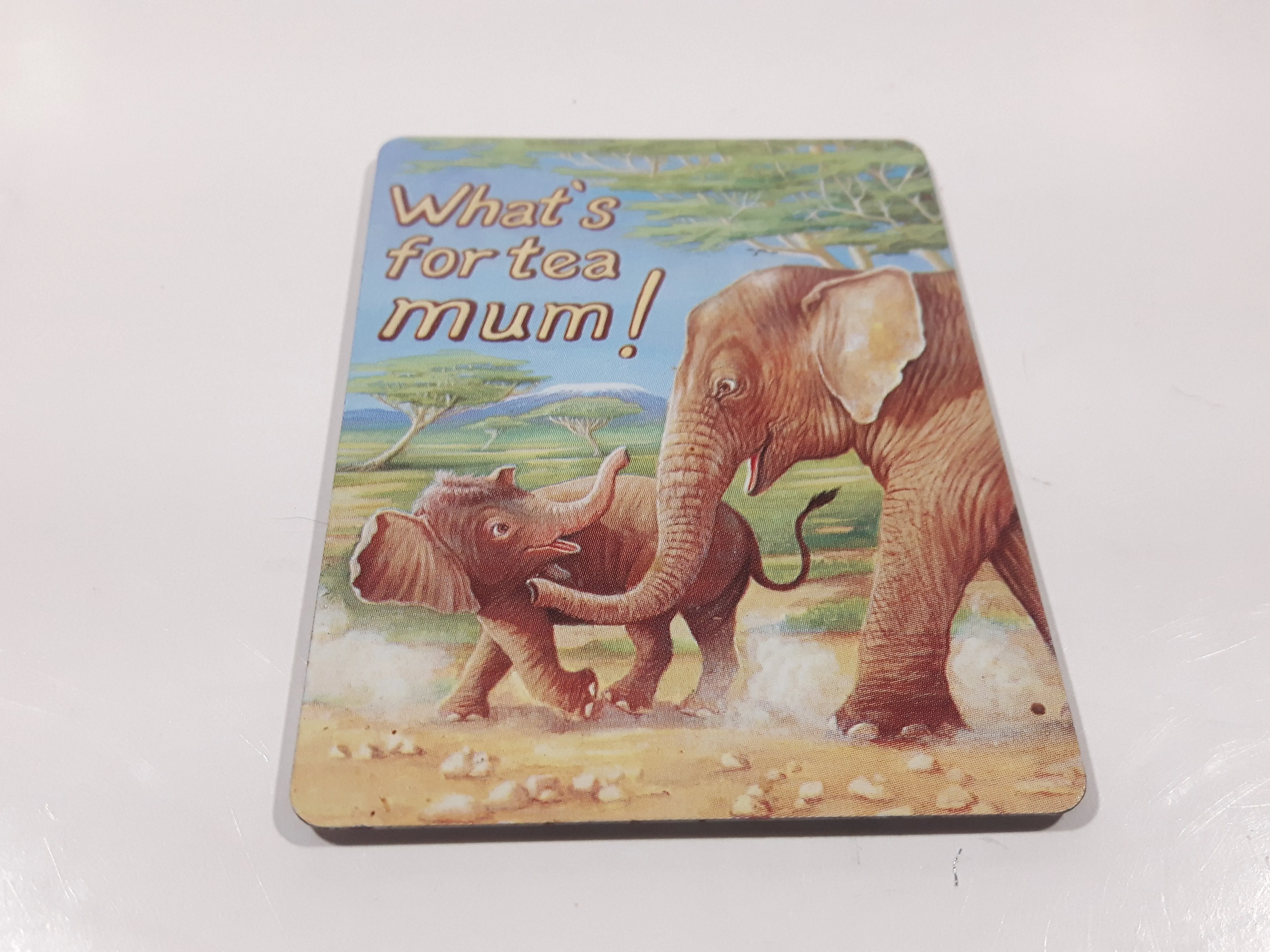 "What's for tea mum!" Elephant Themed 2 3/8" x 3 1/8" Metal Fridge Magnet