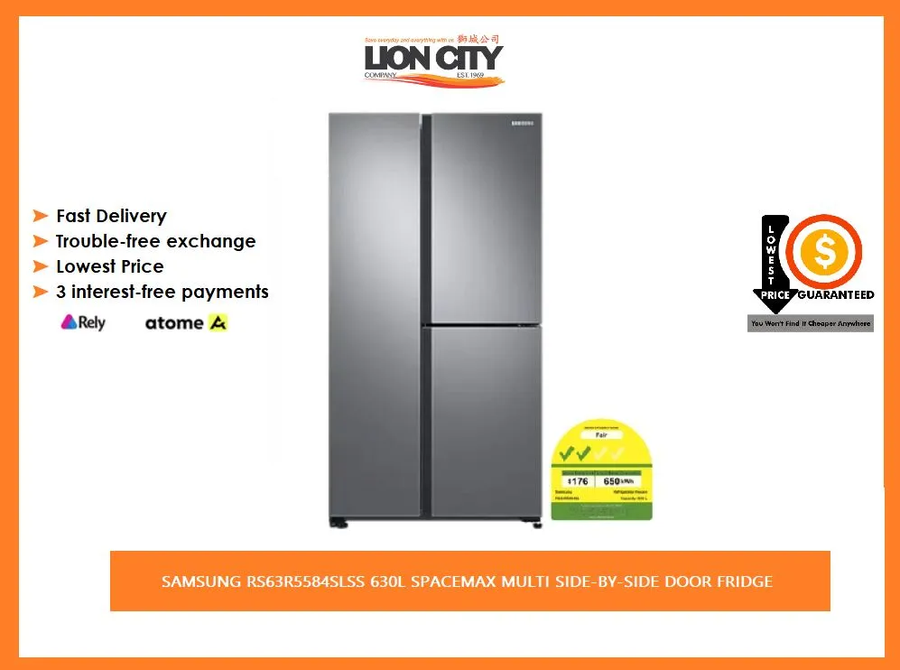 SAMSUNG RS63R5584SL/SS 630L SPACEMAX MULTI SIDE-BY-SIDE DOOR FRIDGE (2 TICKS)