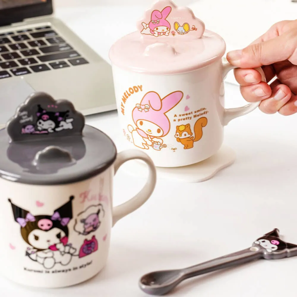 Sanrio Illustration Mug with 3D Phone Holder Cup Lid 400ml