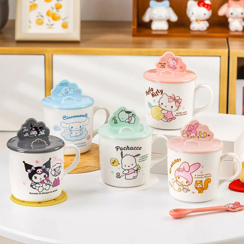 Sanrio Illustration Mug with 3D Phone Holder Cup Lid 400ml