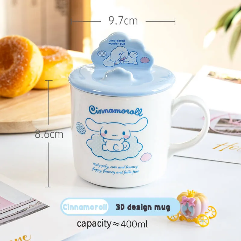 Sanrio Illustration Mug with 3D Phone Holder Cup Lid 400ml
