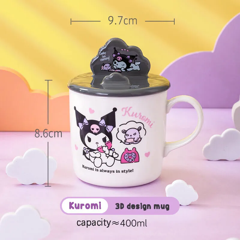 Sanrio Illustration Mug with 3D Phone Holder Cup Lid 400ml