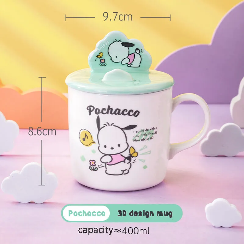 Sanrio Illustration Mug with 3D Phone Holder Cup Lid 400ml