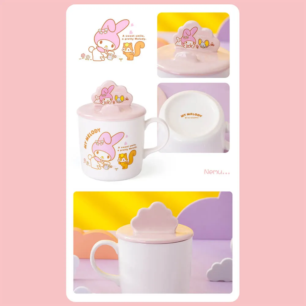 Sanrio Illustration Mug with 3D Phone Holder Cup Lid 400ml