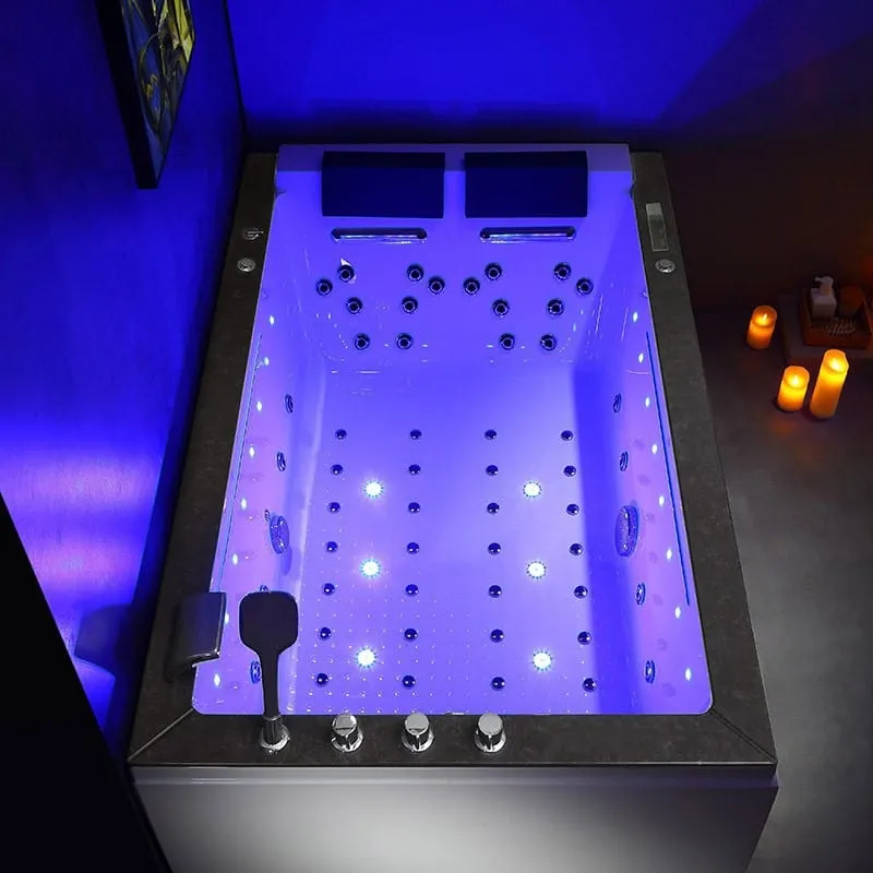 Sauna Hammam - LORD DUO BLACK 2-SEATER WHIRLPOOL BATH ARCHIPEL® 185X120 - LEFT - PREORDER May 2023