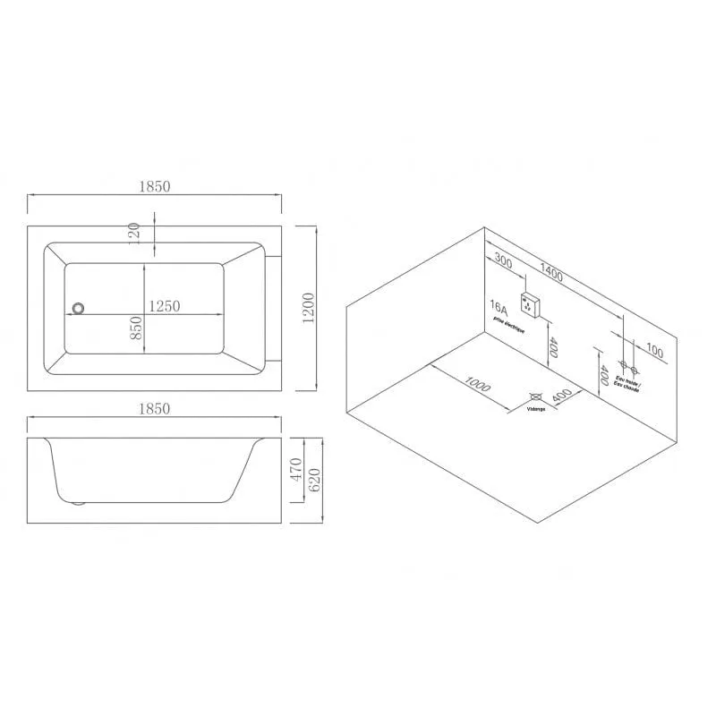 Sauna Hammam - LORD DUO BLACK 2-SEATER WHIRLPOOL BATH ARCHIPEL® 185X120 - RIGHT - PREORDER May 2023