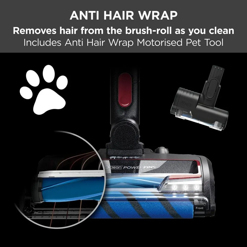 Shark IZ300UKT Anti Hair Wrap Cordless Stick Vacuum Cleaner with PowerFins Flexology & TruePet