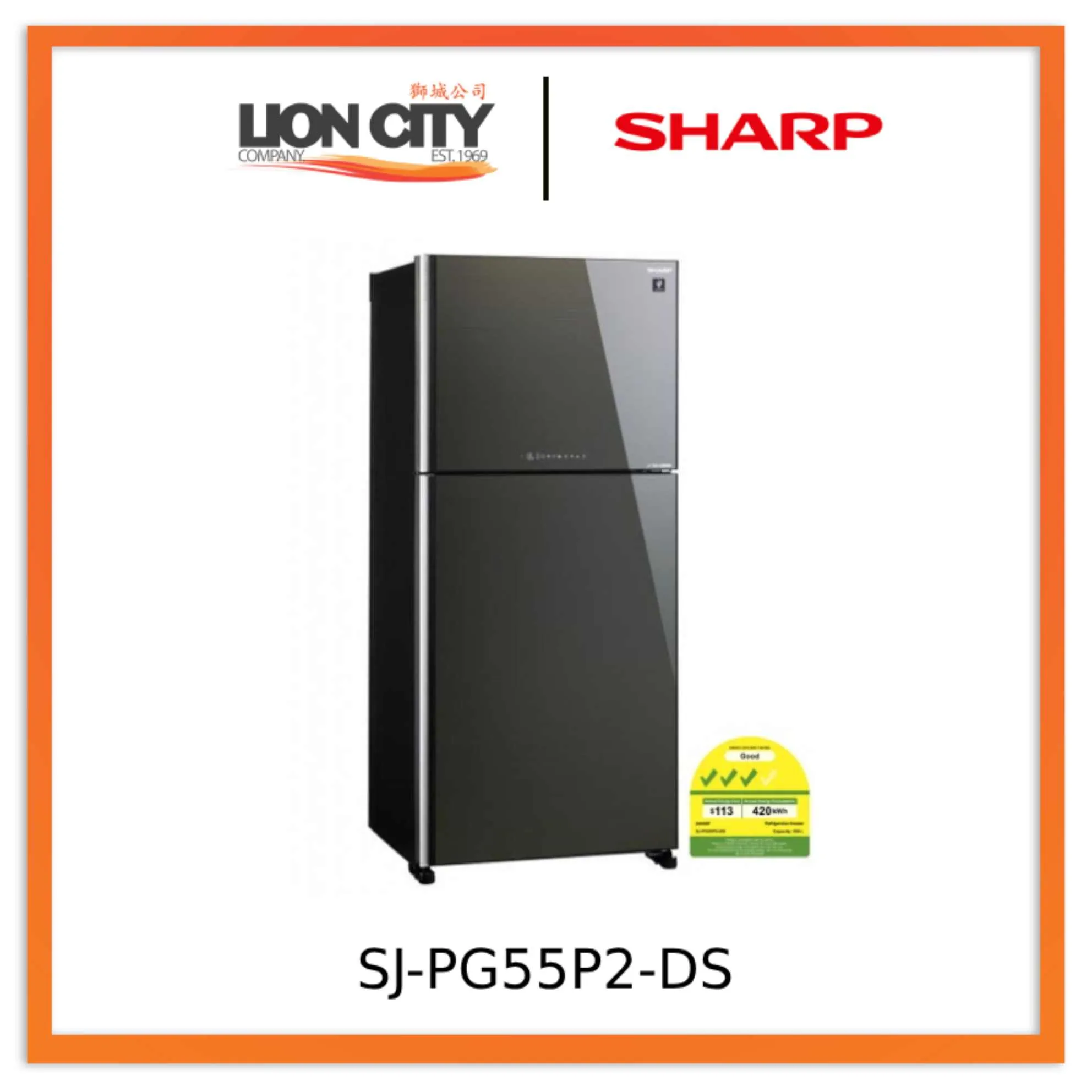 Sharp SJ-PG55P2-BK/DS 554L Grand Top Refrigerator