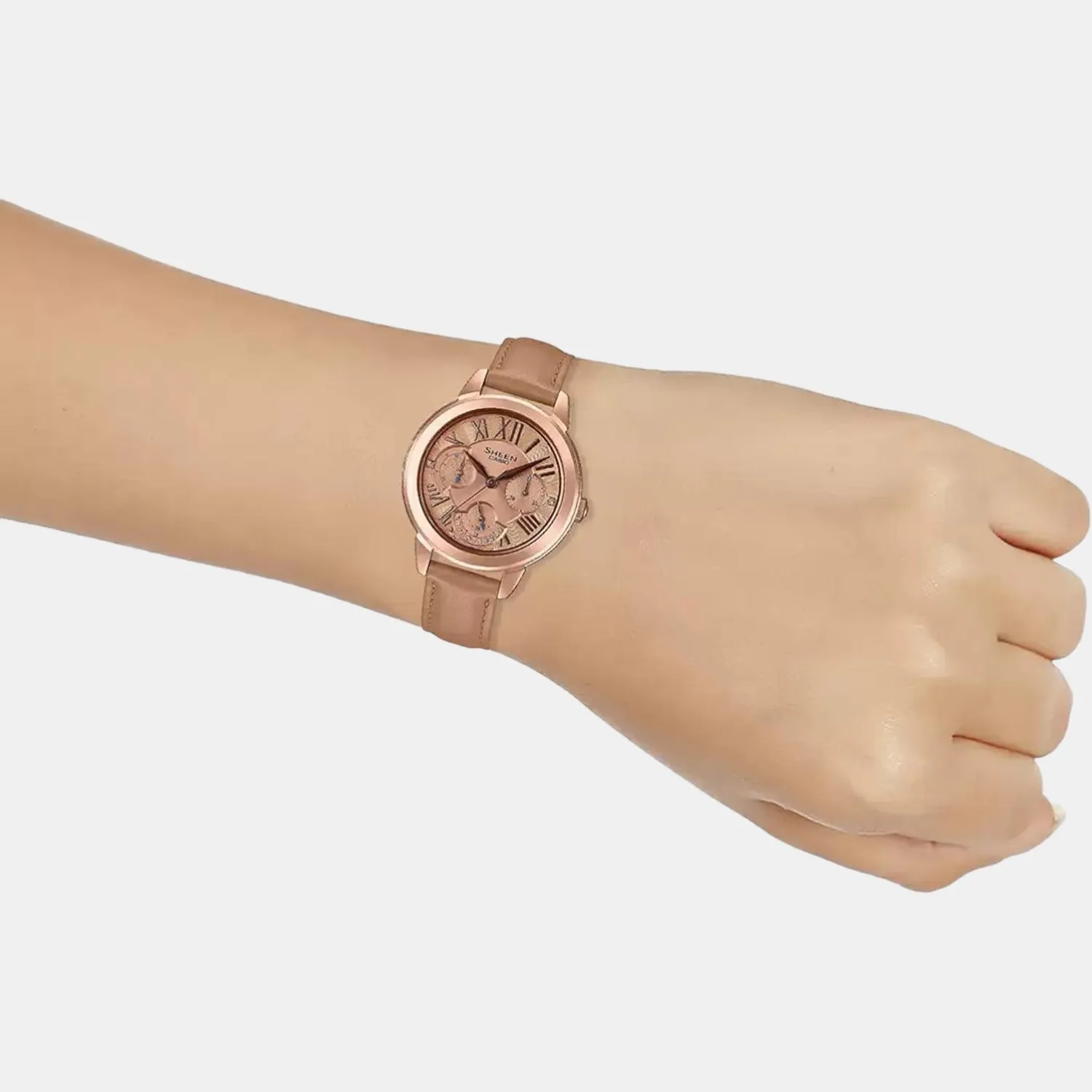 Sheen Women's Chronograph Leather Watch SH216 - SHE-3059PGL-5AUDR