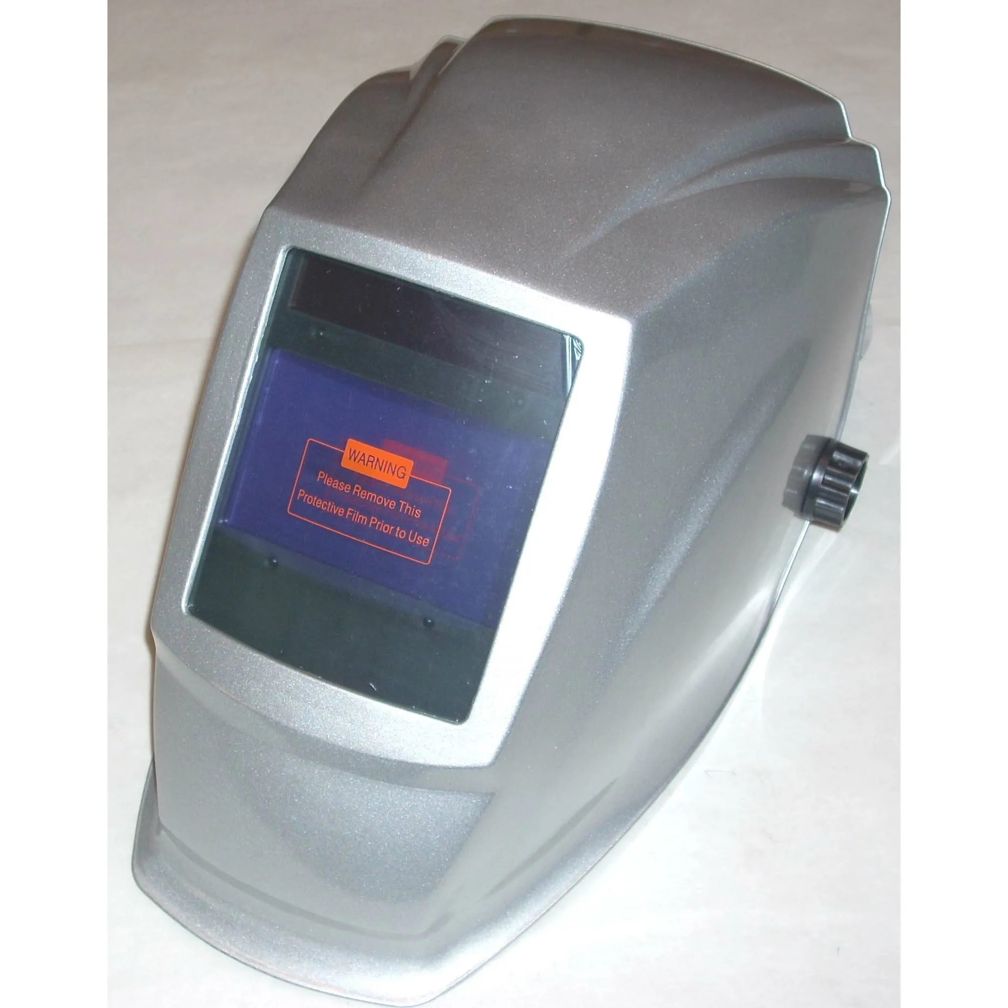 Silver Auto Darkening Helmet Variable Shade Solar & Battery Powered