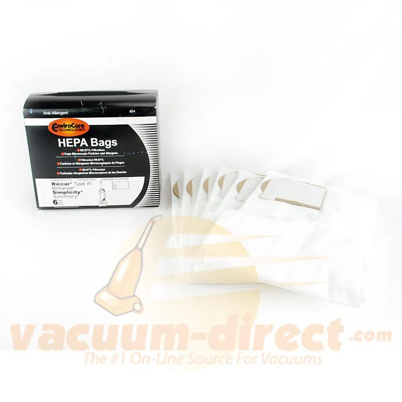 Simplicity Sychrony Style W Generic HEPA Vacuum Bags by EnviroCare, 6 bags #854