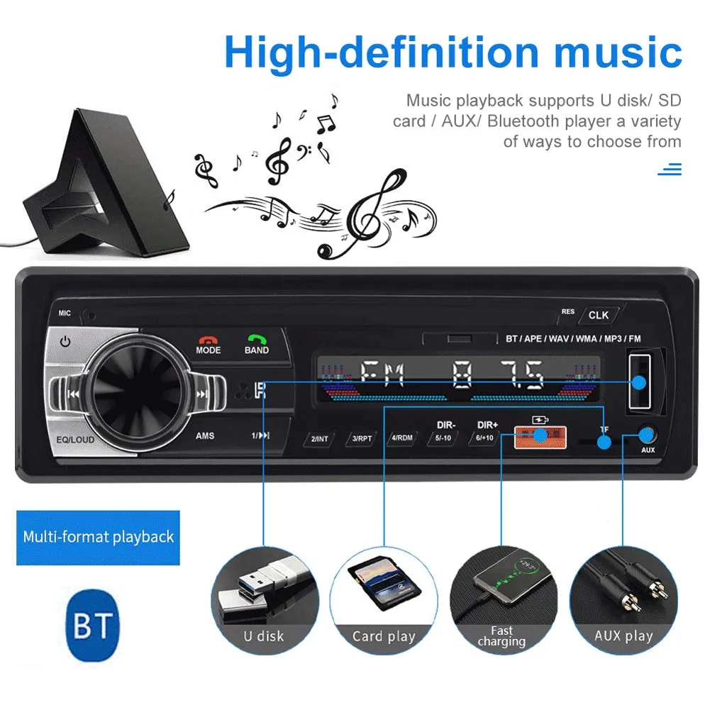 Single Din Car Mp3 Player Stereo Receiver Bluetooth-compatible