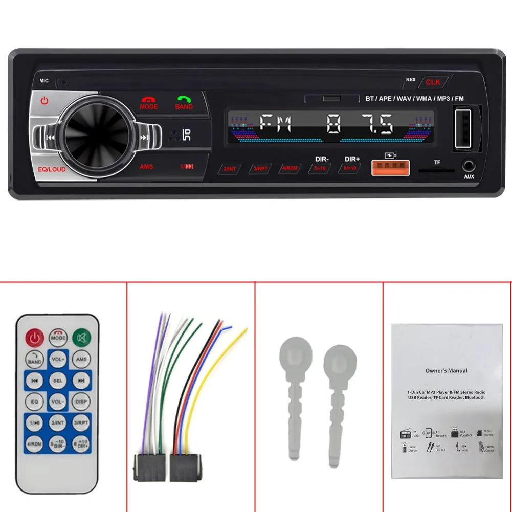 Single Din Car Mp3 Player Stereo Receiver Bluetooth-compatible