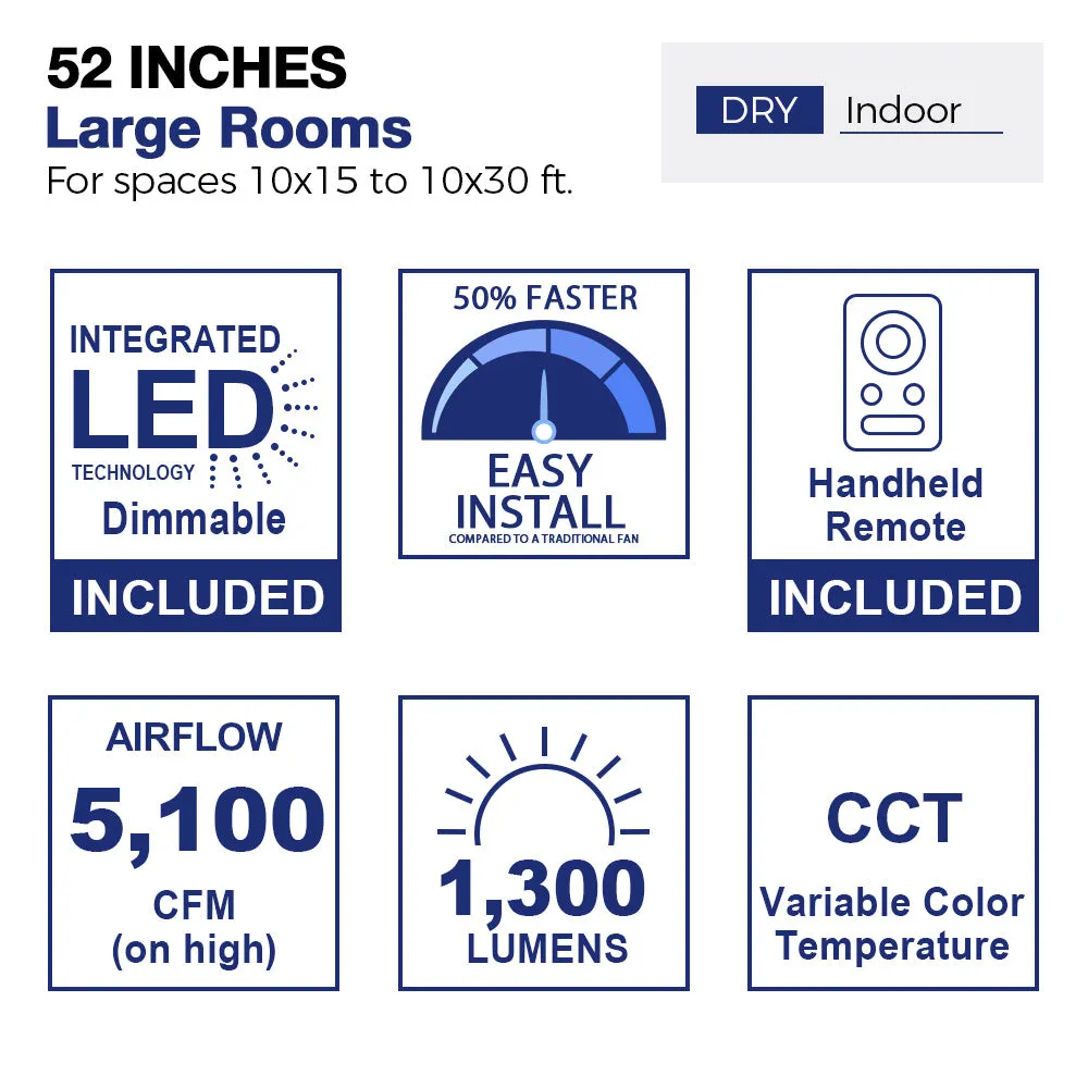 Skobeloff 52 inch Smart Ceiling Fan with LED light and Remote