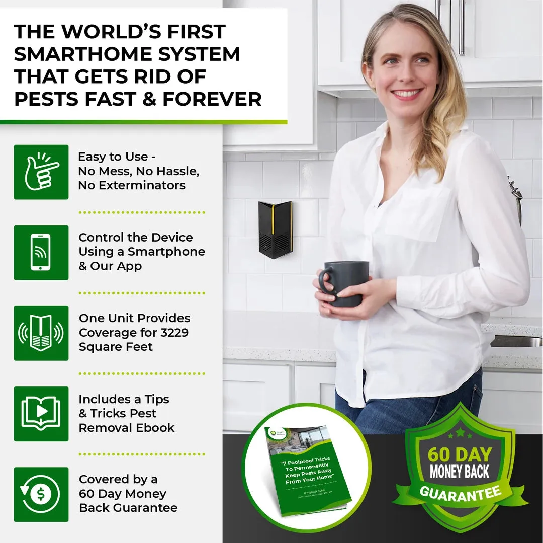 Smart Rodent Repellent Gets Rid of Rats, Mice & Pests In 7 Days - Ultrasonic Plug In For Indoor Pest Control
