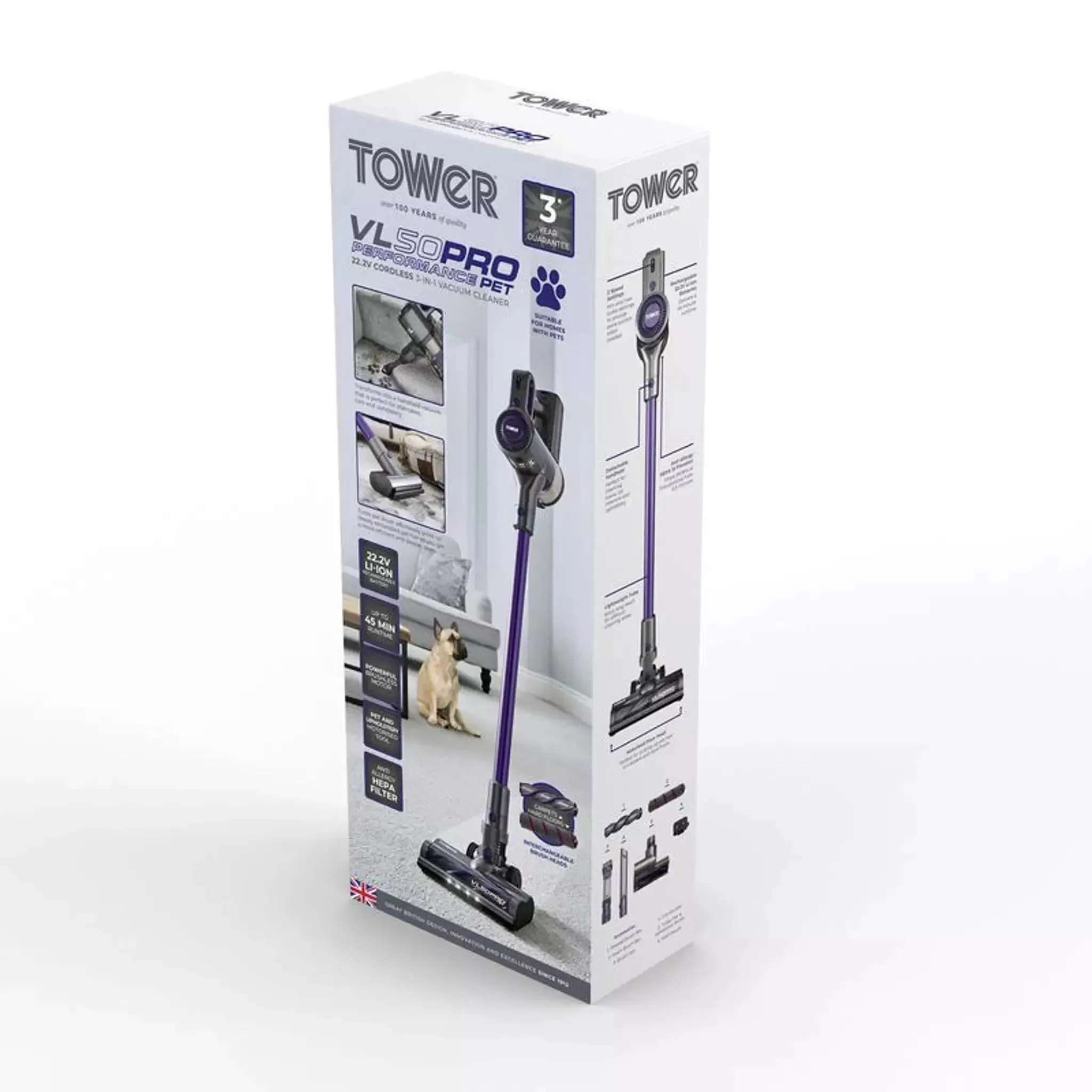 Tower VL50 Pro Performance Pet 22.2V Cordless 3 in 1 Vac