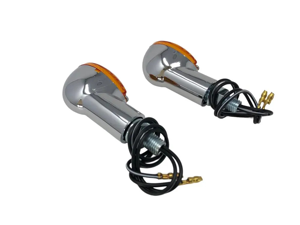Turn Signal Set (2) Medium Cateye - Chrome - Highway Hawk H68-5061