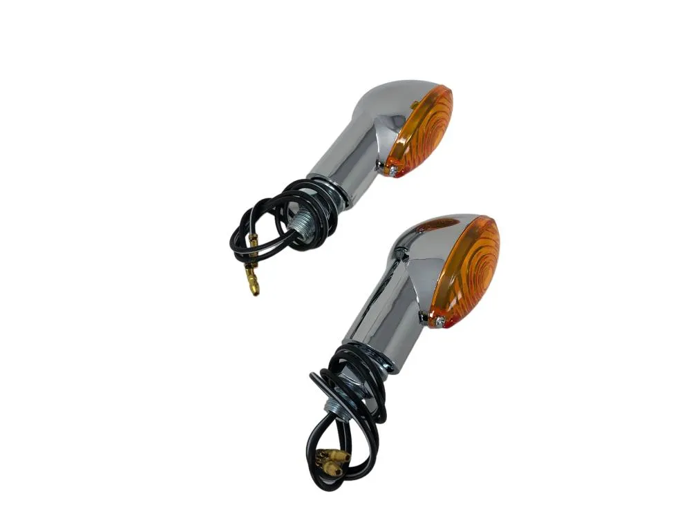 Turn Signal Set (2) Medium Cateye - Chrome - Highway Hawk H68-5061